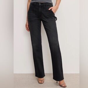 NWT Good American Good Icon Straight Carpenter Jeans - Black